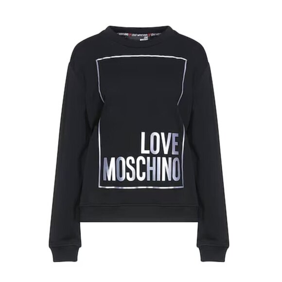 Love Moschino Tops - Love Moschino Sweatshirt Box Logo Silver Black size 8